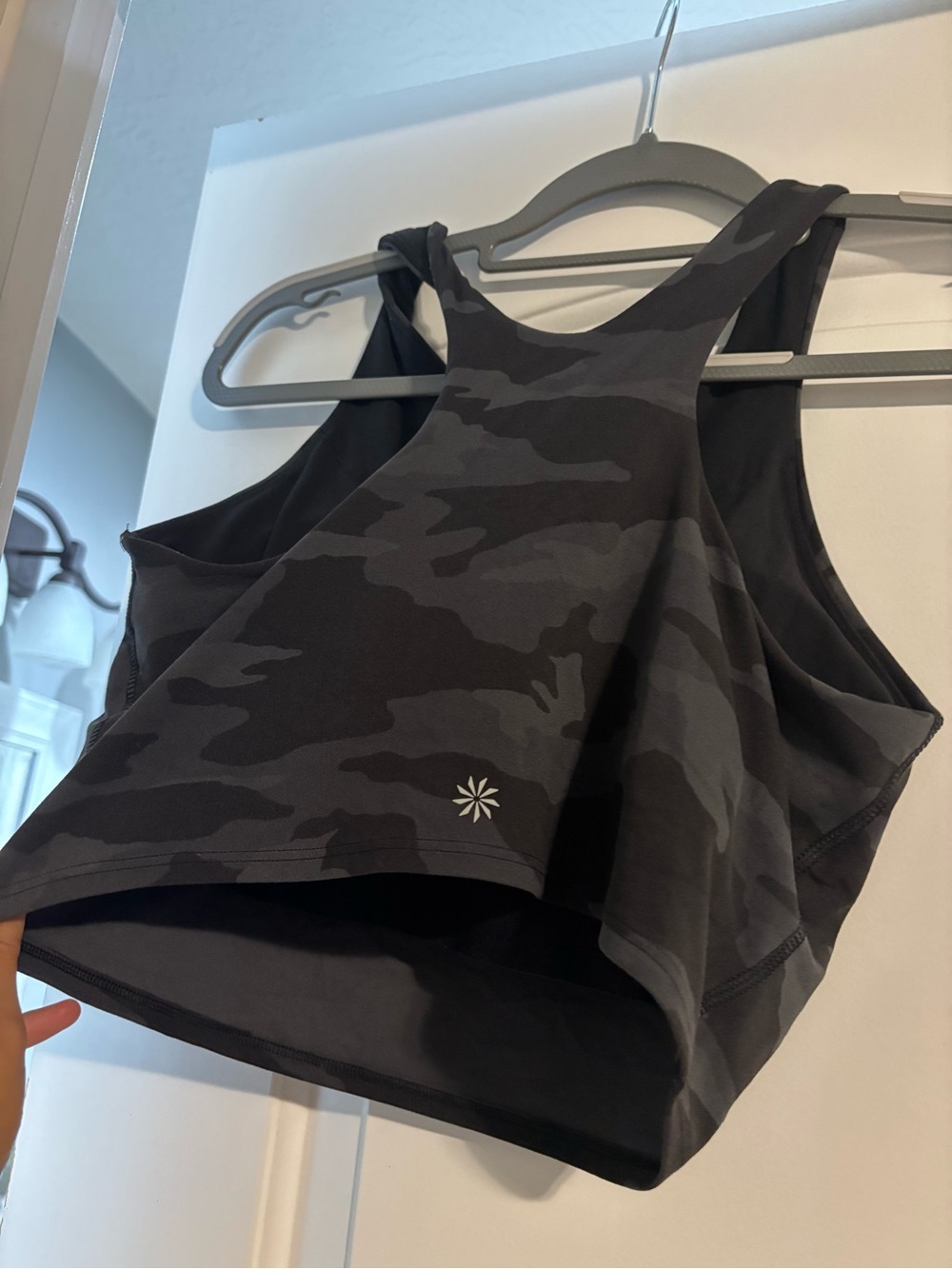 Athleta Camo High-Neck Crop Sports Bra Top - Black & Gray - Picture 2 of 2